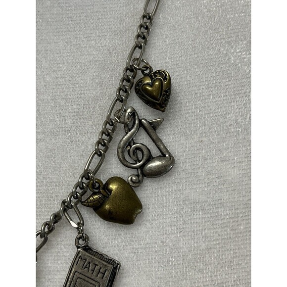 Silver Necklace Teacher Charms‎ Apple, Ruler, Pencil Calculator, globe, Book ect - Picture 7 of 9